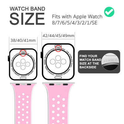 NALIA Silikon Smart Watch Armband Airflow-Löcher kompatibel mit Apple Watch Armband SE & Series 8/7/6/5/4/3/2/1, 38mm 40mm 41mm, iWatch Sport-Band Damen Herren Weiß Pink NALIA Silikon Armband