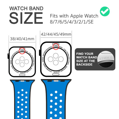 NALIA Silikon Smart Watch Armband Airflow-Löcher kompatibel mit Apple Watch Armband Ultra/SE & Series 8/7/6/5/4/3/2/1, 42mm 44mm 45mm 49mm, iWatch Sport-Band Damen Herren Schwarz Blau NALIA Silikon Armband