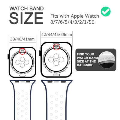 NALIA Silikon Smart Watch Armband Airflow-Löcher kompatibel mit Apple Watch Armband Ultra/SE & Series 8/7/6/5/4/3/2/1, 42mm 44mm 45mm 49mm, iWatch Sport-Band Damen Herren Blau Weiß NALIA Silikon Armband