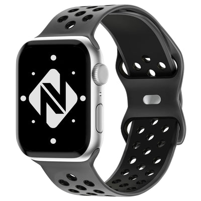 NALIA Silikon Smart Watch Armband Airflow-Löcher kompatibel mit Apple Watch Armband Ultra/SE & Series 8/7/6/5/4/3/2/1, 42mm 44mm 45mm 49mm, iWatch Sport-Band Damen Herren Grau Schwarz NALIA Silikon Armband