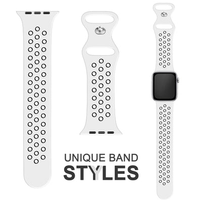 NALIA Silikon Smart Watch Armband Airflow-Löcher kompatibel mit Apple Watch Armband Ultra/SE & Series 8/7/6/5/4/3/2/1, 42mm 44mm 45mm 49mm, iWatch Sport-Band Damen Herren Weiß Schwarz NALIA Silikon Armband
