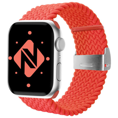 NALIA Geflochtenes Smart Watch Armband kompatibel mit Apple Watch Armband SE & Series 8/7/6/5/4/3/2/1, 38mm 40mm 41mm, iWatch Uhr-Band Damen & Herren, Nylon Apricot NALIA Textil Armband