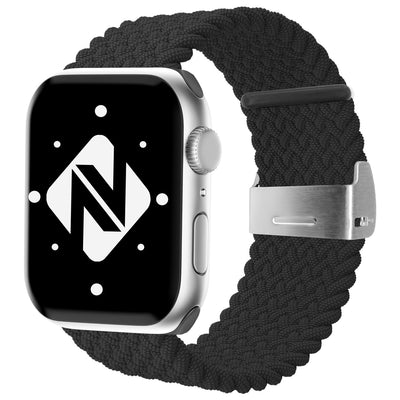 NALIA Geflochtenes Smart Watch Armband kompatibel mit Apple Watch Armband SE & Series 8/7/6/5/4/3/2/1, 38mm 40mm 41mm, iWatch Uhr-Band Damen & Herren, Nylon Schwarz NALIA Textil Armband