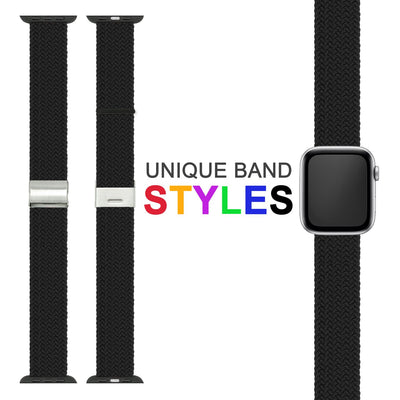 NALIA Geflochtenes Smart Watch Armband kompatibel mit Apple Watch Armband SE & Series 8/7/6/5/4/3/2/1, 38mm 40mm 41mm, iWatch Uhr-Band Damen & Herren, Nylon Schwarz NALIA Textil Armband