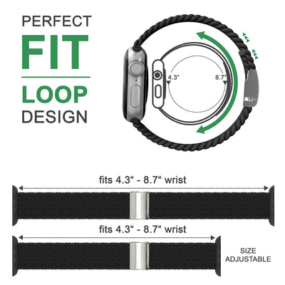 NALIA Geflochtenes Smart Watch Armband kompatibel mit Apple Watch Armband SE & Series 8/7/6/5/4/3/2/1, 38mm 40mm 41mm, iWatch Uhr-Band Damen & Herren, Nylon Schwarz NALIA Textil Armband