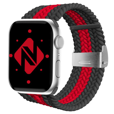 NALIA Geflochtenes Smart Watch Armband kompatibel mit Apple Watch Armband SE & Series 8/7/6/5/4/3/2/1, 38mm 40mm 41mm, iWatch Uhr-Band Damen & Herren, Nylon Schwarz Rot NALIA Textil Armband