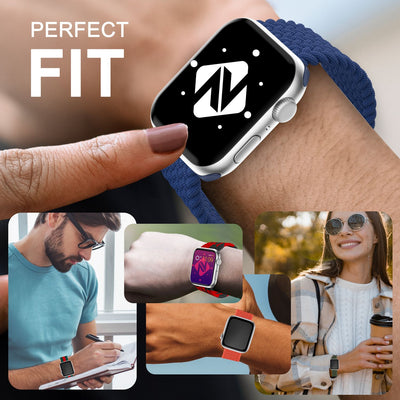NALIA Geflochtenes Smart Watch Armband kompatibel mit Apple Watch Armband SE & Series 8/7/6/5/4/3/2/1, 38mm 40mm 41mm, iWatch Uhr-Band Damen & Herren, Nylon Apricot NALIA Textil Armband