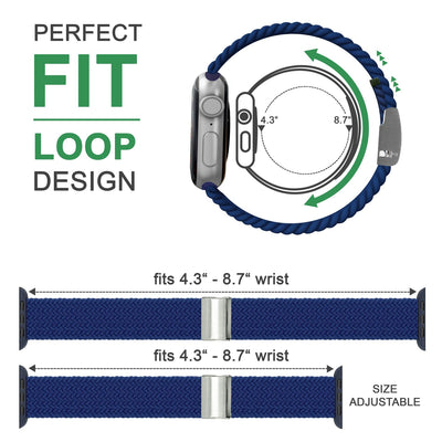 NALIA Geflochtenes Smart Watch Armband kompatibel mit Apple Watch Armband SE & Series 8/7/6/5/4/3/2/1, 38mm 40mm 41mm, iWatch Uhr-Band Damen & Herren, Nylon Blau NALIA Textil Armband