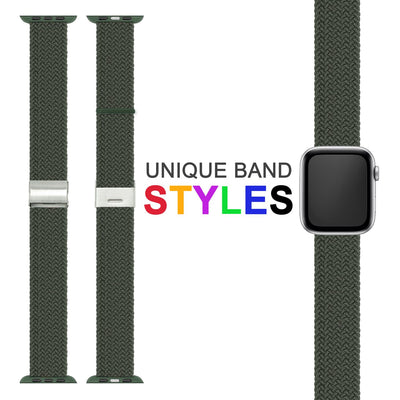 NALIA Geflochtenes Smart Watch Armband kompatibel mit Apple Watch Armband SE & Series 8/7/6/5/4/3/2/1, 38mm 40mm 41mm, iWatch Uhr-Band Damen & Herren, Nylon Grün NALIA Textil Armband
