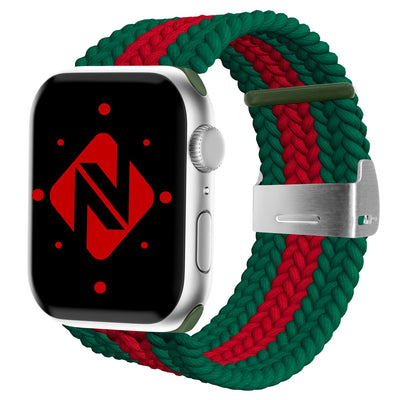 NALIA Geflochtenes Smart Watch Armband kompatibel mit Apple Watch Armband SE & Series 8/7/6/5/4/3/2/1, 38mm 40mm 41mm, iWatch Uhr-Band Damen & Herren, Nylon Grün Rot NALIA Textil Armband