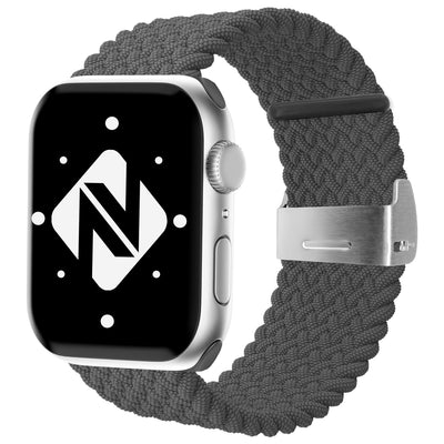 NALIA Geflochtenes Smart Watch Armband kompatibel mit Apple Watch Armband SE & Series 8/7/6/5/4/3/2/1, 38mm 40mm 41mm, iWatch Uhr-Band Damen & Herren, Nylon Grau NALIA Textil Armband