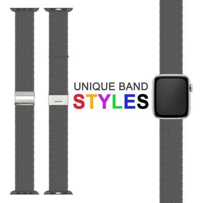 NALIA Geflochtenes Smart Watch Armband kompatibel mit Apple Watch Armband SE & Series 8/7/6/5/4/3/2/1, 38mm 40mm 41mm, iWatch Uhr-Band Damen & Herren, Nylon Grau NALIA Textil Armband