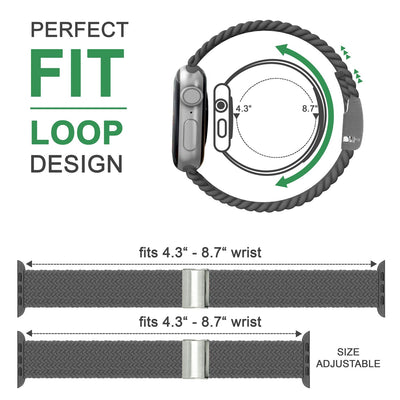 NALIA Geflochtenes Smart Watch Armband kompatibel mit Apple Watch Armband SE & Series 8/7/6/5/4/3/2/1, 38mm 40mm 41mm, iWatch Uhr-Band Damen & Herren, Nylon Grau NALIA Textil Armband
