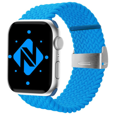 NALIA Geflochtenes Smart Watch Armband kompatibel mit Apple Watch Armband SE & Series 8/7/6/5/4/3/2/1, 38mm 40mm 41mm, iWatch Uhr-Band Damen & Herren, Nylon Hellblau NALIA Textil Armband