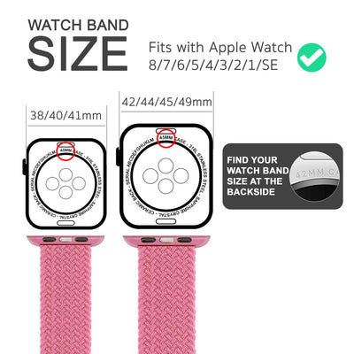 NALIA Geflochtenes Smart Watch Armband kompatibel mit Apple Watch Armband SE & Series 8/7/6/5/4/3/2/1, 38mm 40mm 41mm, iWatch Uhr-Band Damen & Herren, Nylon Pink NALIA Textil Armband