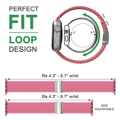 NALIA Geflochtenes Smart Watch Armband kompatibel mit Apple Watch Armband SE & Series 8/7/6/5/4/3/2/1, 38mm 40mm 41mm, iWatch Uhr-Band Damen & Herren, Nylon Pink NALIA Textil Armband