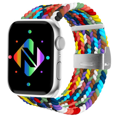 NALIA Geflochtenes Smart Watch Armband kompatibel mit Apple Watch Armband SE & Series 8/7/6/5/4/3/2/1, 38mm 40mm 41mm, iWatch Uhr-Band Damen & Herren, Nylon Bunt NALIA Textil Armband