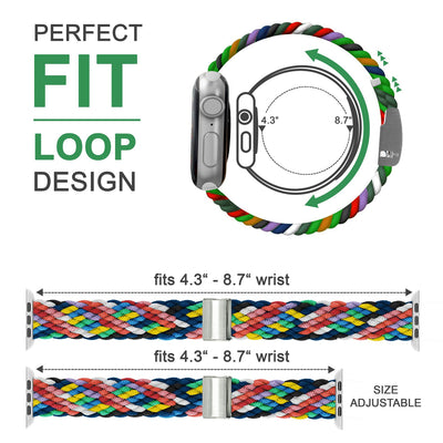 NALIA Geflochtenes Smart Watch Armband kompatibel mit Apple Watch Armband SE & Series 8/7/6/5/4/3/2/1, 38mm 40mm 41mm, iWatch Uhr-Band Damen & Herren, Nylon Bunt NALIA Textil Armband