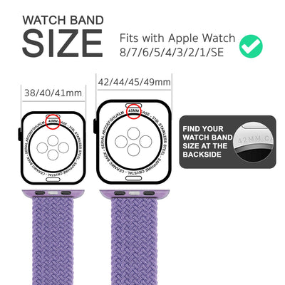 NALIA Geflochtenes Smart Watch Armband kompatibel mit Apple Watch Armband SE & Series 8/7/6/5/4/3/2/1, 38mm 40mm 41mm, iWatch Uhr-Band Damen & Herren, Nylon Lila NALIA Textil Armband