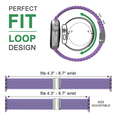 NALIA Geflochtenes Smart Watch Armband kompatibel mit Apple Watch Armband SE & Series 8/7/6/5/4/3/2/1, 38mm 40mm 41mm, iWatch Uhr-Band Damen & Herren, Nylon Lila NALIA Textil Armband