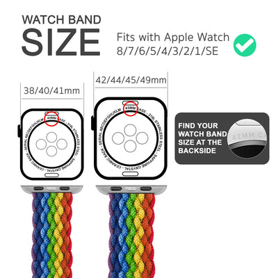 NALIA Geflochtenes Smart Watch Armband kompatibel mit Apple Watch Armband SE & Series 8/7/6/5/4/3/2/1, 38mm 40mm 41mm, iWatch Uhr-Band Damen & Herren, Nylon Regenbogen NALIA Textil Armband