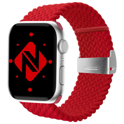 NALIA Geflochtenes Smart Watch Armband kompatibel mit Apple Watch Armband SE & Series 8/7/6/5/4/3/2/1, 38mm 40mm 41mm, iWatch Uhr-Band Damen & Herren, Nylon Rot NALIA Textil Armband