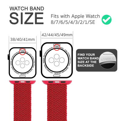 NALIA Geflochtenes Smart Watch Armband kompatibel mit Apple Watch Armband SE & Series 8/7/6/5/4/3/2/1, 38mm 40mm 41mm, iWatch Uhr-Band Damen & Herren, Nylon Rot NALIA Textil Armband