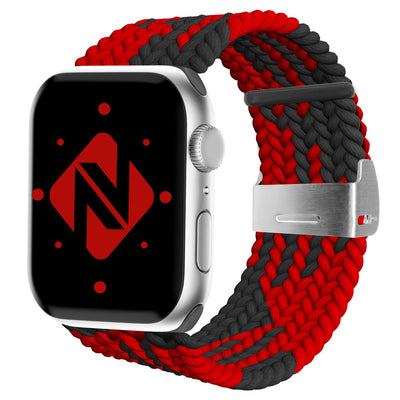 NALIA Geflochtenes Smart Watch Armband kompatibel mit Apple Watch Armband SE & Series 8/7/6/5/4/3/2/1, 38mm 40mm 41mm, iWatch Uhr-Band Damen & Herren, Nylon Schwarz Rot 2 NALIA Textil Armband