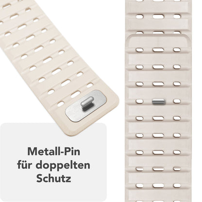 NALIA Volt Armband für Apple Watch Series Ultra/SE/10/9/8/7/6/5/4/3/2/1, Gehäusegröße 42/44/45/49mm, Silikon Magnet Loop Sportarmband mit Steck-Pin Verschluss Polarstern Sandweiss NALIA Silikon Armband