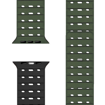 NALIA Volt Armband für Apple Watch Series Ultra/SE/10/9/8/7/6/5/4/3/2/1, Gehäusegröße 42/44/45/49mm, Silikon Magnet Loop Sportarmband mit Steck-Pin Verschluss Waldgrün NALIA Silikon Armband