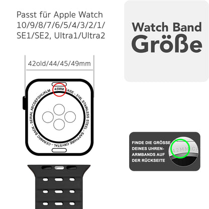 NALIA Volt Armband für Apple Watch Series Ultra/SE/10/9/8/7/6/5/4/3/2/1, Gehäusegröße 42/44/45/49mm, Silikon Magnet Loop Sportarmband mit Steck-Pin Verschluss Waldgrün NALIA Silikon Armband