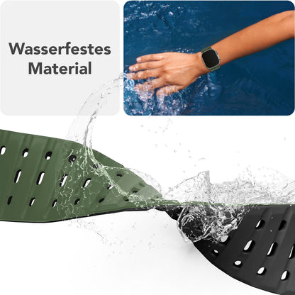 NALIA Volt Armband für Apple Watch Series Ultra/SE/10/9/8/7/6/5/4/3/2/1, Gehäusegröße 42/44/45/49mm, Silikon Magnet Loop Sportarmband mit Steck-Pin Verschluss Waldgrün NALIA Silikon Armband