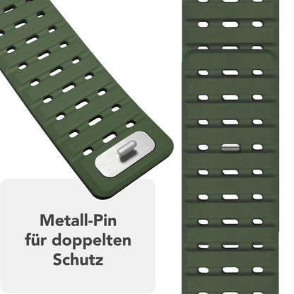 NALIA Volt Armband für Apple Watch Series Ultra/SE/10/9/8/7/6/5/4/3/2/1, Gehäusegröße 42/44/45/49mm, Silikon Magnet Loop Sportarmband mit Steck-Pin Verschluss Waldgrün NALIA Silikon Armband