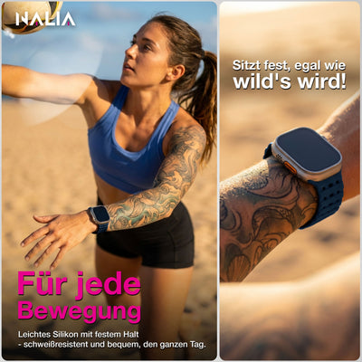 NALIA Volt Magnet Armband kompatibel mit Apple Watch Armband iWatch Series Ultra/SE/10/9/8/7/6/5/4/3/2/1, 42/44/45/49mm, Silikon Band Loop Sportarmband mit Steck-Pin Verschluss Ozeannacht NALIA Silikon Armband
