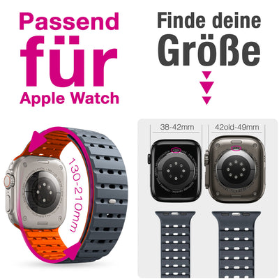 NALIA Volt Magnet Armband kompatibel mit Apple Watch Armband iWatch Series Ultra/SE/10/9/8/7/6/5/4/3/2/1, 42/44/45/49mm, Silikon Band Loop Sportarmband mit Steck-Pin Verschluss Vulkanasche NALIA Silikon Armband