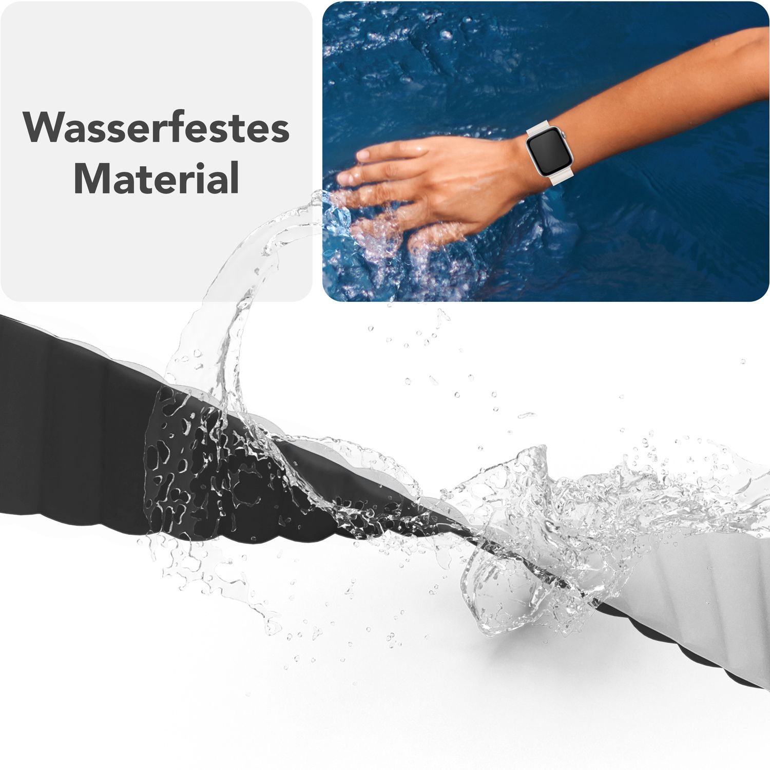 NALIA Core Armband für Apple Watch SE/10/9/8/7/6/5/4/3/2/1, Gehäusegröße 38/40/41/42mm, Atmungsaktives Silikon Magnet Loop Sportarmband mit Rillen Design Schneeweiss NALIA Silikon Armband