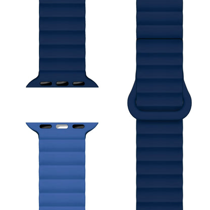 NALIA Core Armband für Apple Watch SE/10/9/8/7/6/5/4/3/2/1, Gehäusegröße 38/40/41/42mm, Atmungsaktives Silikon Magnet Loop Sportarmband mit Rillen Design Ozeannacht NALIA Silikon Armband