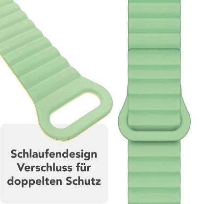NALIA Core Armband für Apple Watch SE/10/9/8/7/6/5/4/3/2/1, Gehäusegröße 38/40/41/42mm, Atmungsaktives Silikon Magnet Loop Sportarmband mit Rillen Design Zitronenwald NALIA Silikon Armband