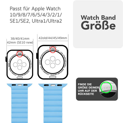 NALIA Core Magnet Armband kompatibel mit Apple Watch SE & iWatch Series 10 9 8 7 6 5 4 3 2 1, 38/40/41/42mm, Atmungsaktives Silikon Loop, Sportarmband mit Rillen Design