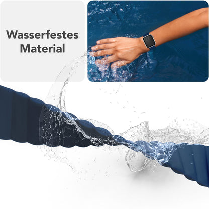 NALIA Core Armband für Apple Watch SE/10/9/8/7/6/5/4/3/2/1, Gehäusegröße 38/40/41/42mm, Atmungsaktives Silikon Magnet Loop Sportarmband mit Rillen Design Marineblau NALIA Silikon Armband