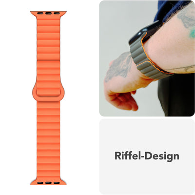 NALIA Core Magnet Armband kompatibel mit Apple Watch SE & iWatch Series 10 9 8 7 6 5 4 3 2 1, 38/40/41/42mm, Atmungsaktives Silikon Loop, Sportarmband mit Rillen Design