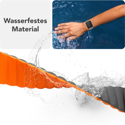 NALIA Core Armband für Apple Watch SE/10/9/8/7/6/5/4/3/2/1, Gehäusegröße 38/40/41/42mm, Atmungsaktives Silikon Magnet Loop Sportarmband mit Rillen Design Vulkangrau NALIA Silikon Armband