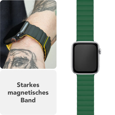 NALIA Core Magnet Armband kompatibel mit Apple Watch Series Ultra/SE/10/9/8/7/6/5/4/3/2/1 – 42/44/45/46/49mm, Atmungsaktives Silikon Loop, Sportarmband mit Rillendesign