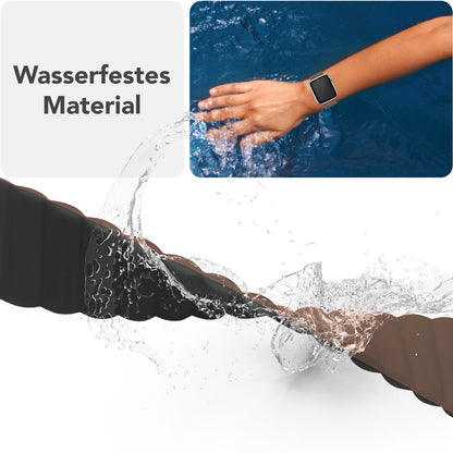 NALIA Core Armband für Apple Watch Ultra/SE/10/9/8/7/6/5/4/3/2/1, Gehäusegröße 42/44/45/46/49mm, Atmungsaktives Silikon Magnet Sportarmband mit Rillen Design Kakaotraum NALIA Silikon Armband