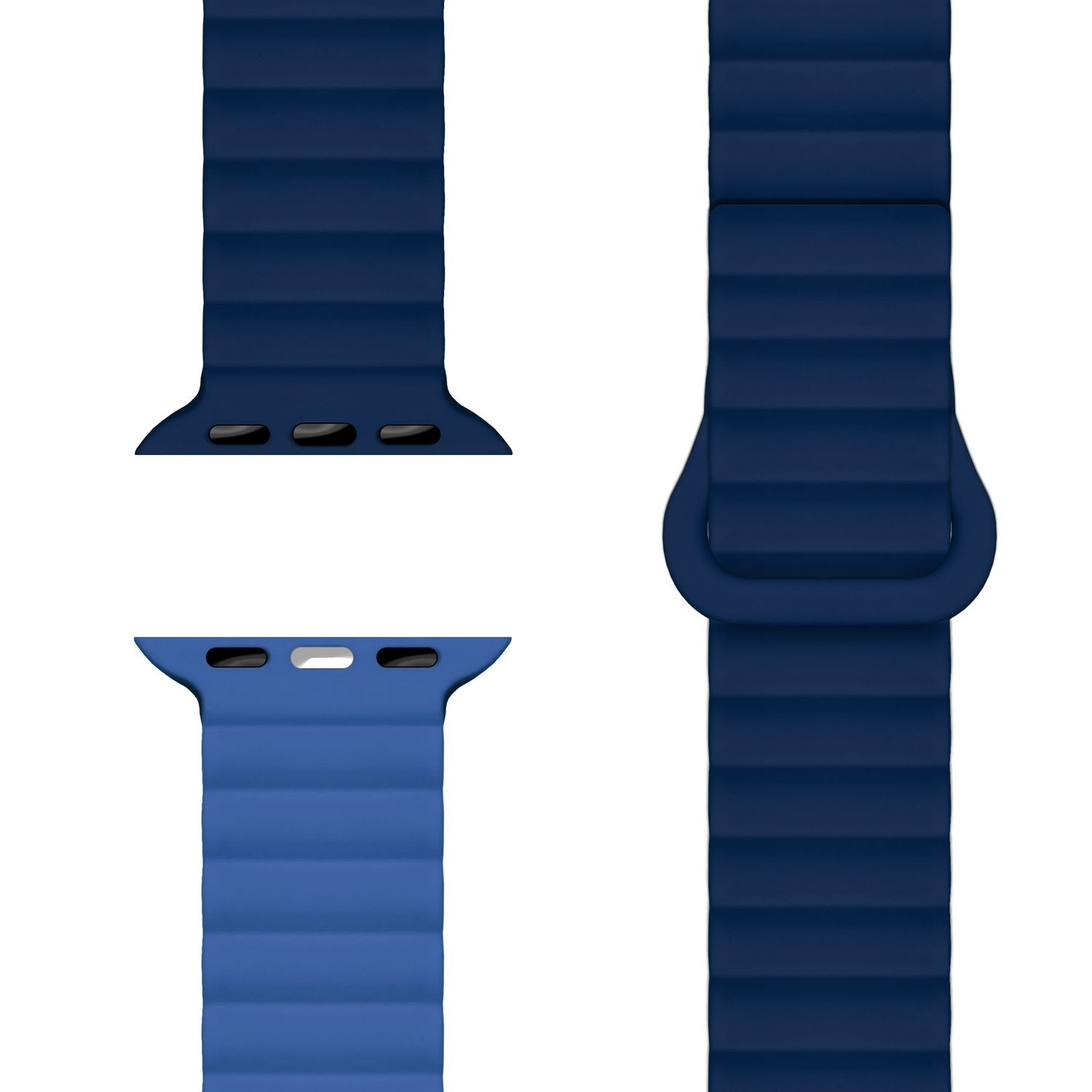 NALIA Core Armband für Apple Watch Ultra/SE/10/9/8/7/6/5/4/3/2/1, Gehäusegröße 42/44/45/46/49mm, Atmungsaktives Silikon Magnet Sportarmband mit Rillen Design Ozeannacht NALIA Silikon Armband