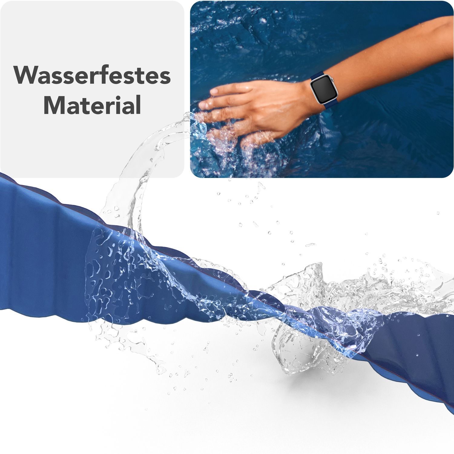 NALIA Core Armband für Apple Watch Ultra/SE/10/9/8/7/6/5/4/3/2/1, Gehäusegröße 42/44/45/46/49mm, Atmungsaktives Silikon Magnet Sportarmband mit Rillen Design Ozeannacht NALIA Silikon Armband