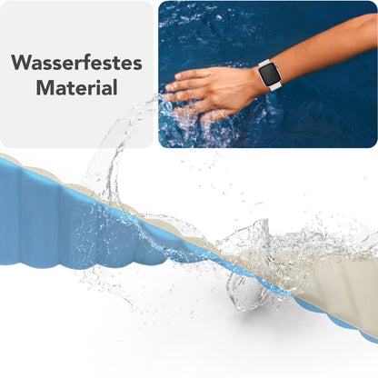 NALIA Core Armband für Apple Watch Ultra/SE/10/9/8/7/6/5/4/3/2/1, Gehäusegröße 42/44/45/46/49mm, Atmungsaktives Silikon Magnet Sportarmband mit Rillen Design Eisnebelblau NALIA Silikon Armband