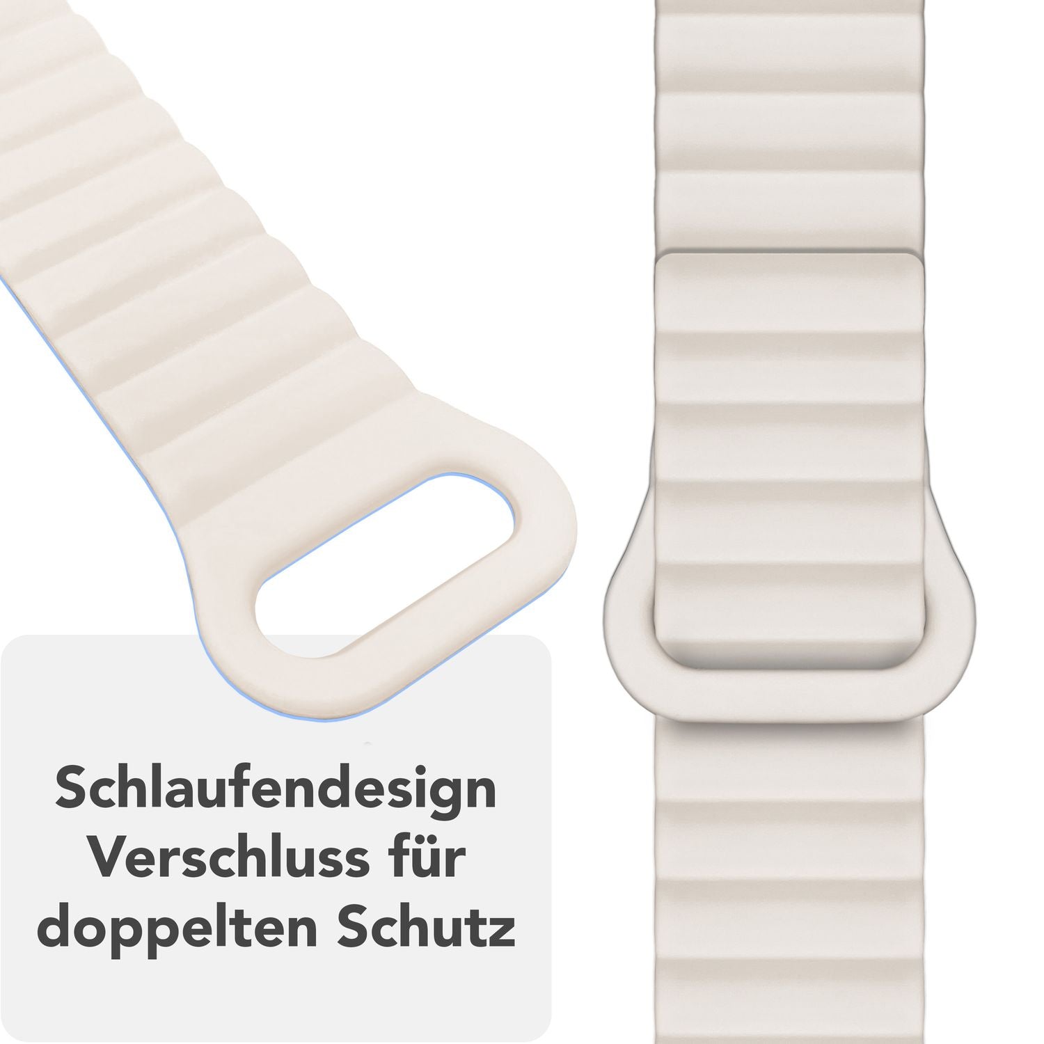 NALIA Core Armband für Apple Watch Ultra/SE/10/9/8/7/6/5/4/3/2/1, Gehäusegröße 42/44/45/46/49mm, Atmungsaktives Silikon Magnet Sportarmband mit Rillen Design Eisnebelblau NALIA Silikon Armband