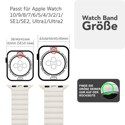 NALIA Core Armband für Apple Watch Ultra/SE/10/9/8/7/6/5/4/3/2/1, Gehäusegröße 42/44/45/46/49mm, Atmungsaktives Silikon Magnet Sportarmband mit Rillen Design Pfirsichblüte NALIA Silikon Armband