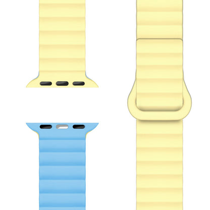 NALIA Core Armband für Apple Watch Ultra/SE/10/9/8/7/6/5/4/3/2/1, Gehäusegröße 42/44/45/46/49mm, Atmungsaktives Silikon Magnet Sportarmband mit Rillen Design Honigtau NALIA Silikon Armband